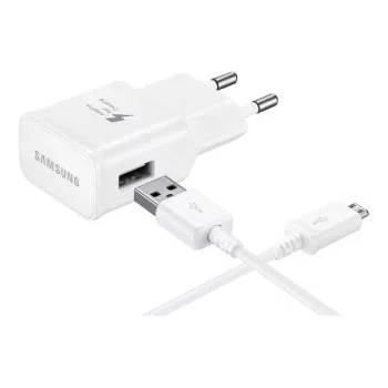   Samsung EP-TA200EWE + EP-DR140AWE USB-A gyári hálózati töltő, gyorstöltő adapter USB-A/USB-C kábellel, 15W, (doboz nélküli), fehér