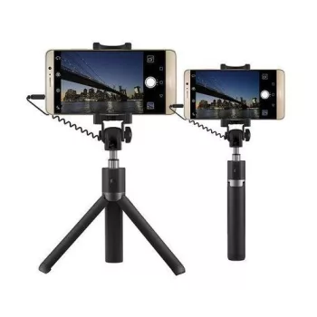   Huawei AF14 mini vezetékes Selfie Stick, háromlábú kitámasztó funkcióval, szelfi bot, fekete