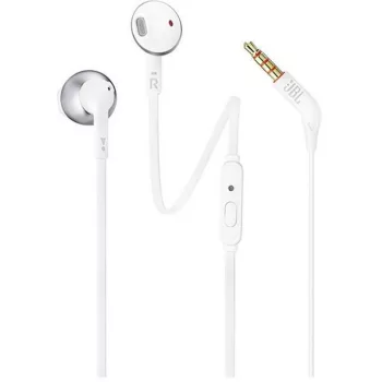   JBL T205 vezetékes headset, fülhallgató, 3.5mm jack, fehér