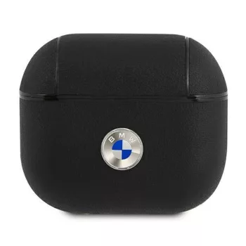   BMW Apple Airpods 3 Geniune Leather Silver Logo valódi bőr (BMA3SSLBK) tok, fekete