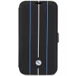 BMW BMBKP14L22RVSK iPhone 14 Pro 6.1" Leather Stamp Blue Lines, oldalra nyíló bőr tok, fekete