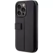 BMW BMBKP14L22RVSK iPhone 14 Pro 6.1" Leather Stamp Blue Lines, oldalra nyíló bőr tok, fekete