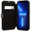 BMW iPhone 14 Pro Max bookcase Leather Stamp Blue Lines (BMBKP14X22RVSK) eredeti bőr oldalra nyíló tok, fekete