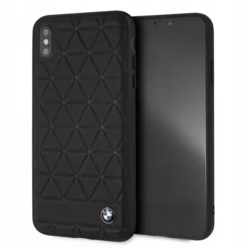   BMW iPhone Xs Max Hexagon Leather eredeti bőr (BMHCI65HEXBK) hátlap, tok, fekete