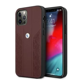   BMW BMHCP12LRSPPR iPhone 12 Pro Max 6,7" Leather Curve Perforate hátlap, tok, bordó