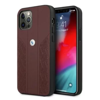   BMW BMHCP12MRSPPR iPhone 12/12 Pro 6,1", Leather Curve Perforate hátlap, tok, bordó