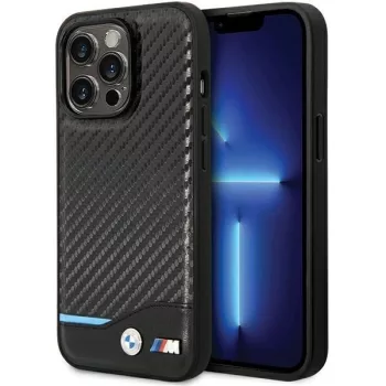   BMW BMHCP13L22NBCK iPhone 13/13 Pro 6.1", Leather Carbon hátlap, tok, fekete