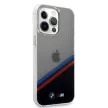 BMW iPhone 13 Pro Silicone Tricolor Stripes (BMHCP13LMHLPK) hátlap, tok, átlátszó
