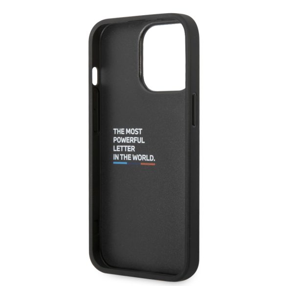 BMW iPhone 14 Pro Leather Carbon (BMHCP14L22NBCK) hátlap, tok, fekete