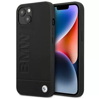   BMW BMHCP14MSLLBK Leather Stamp iPhone 14 Plus 6.7 " hátlap, bőr tok, fekete