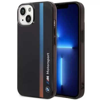   BMW BMHCP14S22HVGV iPhone 14 6.1", IML Tricolor Stripe hátlap, tok, fekete