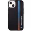 BMW BMHCP14S22HVGV iPhone 14 6.1", IML Tricolor Stripe hátlap, tok, fekete