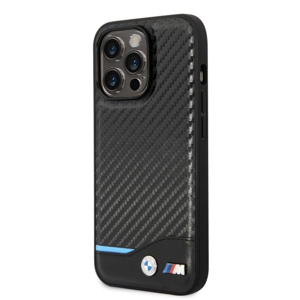 BMW iPhone 14 Pro Max Leather Carbon (BMHCP14X22NBCK) hátlap, tok, fekete