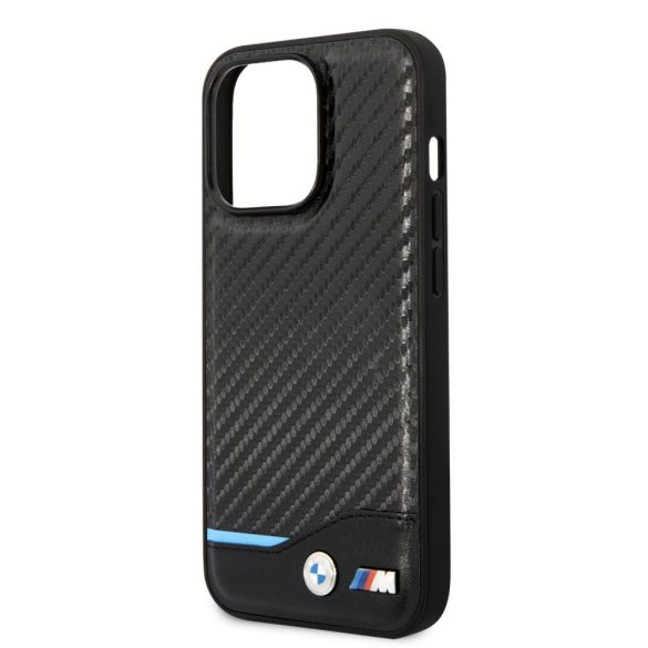 BMW iPhone 14 Pro Max Leather Carbon (BMHCP14X22NBCK) hátlap, tok, fekete