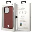 BMW BMHCP14X22RFGR Leather Diamond Pattern iPhone 14 Pro Max 6.7" hátlap, bőr tok, bordó