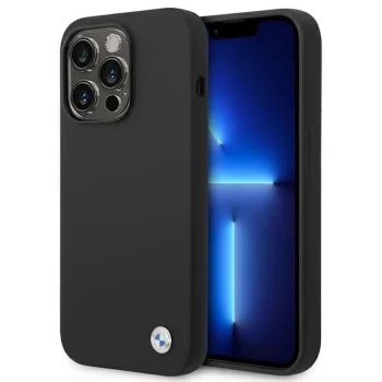   BMW BMHCP14XSILBK iPhone 14 Pro Max 6,7", Silicone Metal Logo hátlap, tok, fekete