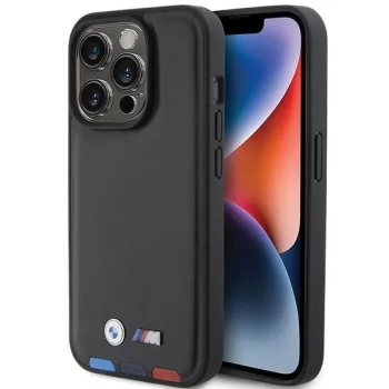   BMW iPhone 15 Pro Leather Stamp Tricolor (BMHCP15L22PTDK) hátlap, tok, fekete