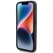 BMW iPhone 15 Pro Leather Stamp Tricolor (BMHCP15L22PTDK) hátlap, tok, fekete