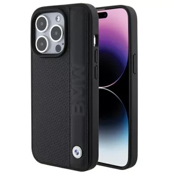   BMW BMHCP15L22RDPK Leather Textured & Stripe iPhone 15 Pro 6.1" hátlap, tok, fekete