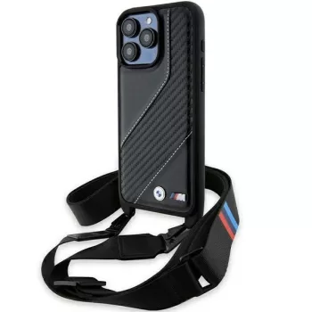   BMW BMHCP15L23PSCCK iPhone 15 Pro 6.1", M Edition Carbon Stripe & Strap M Edition hátlap, tok, fekete