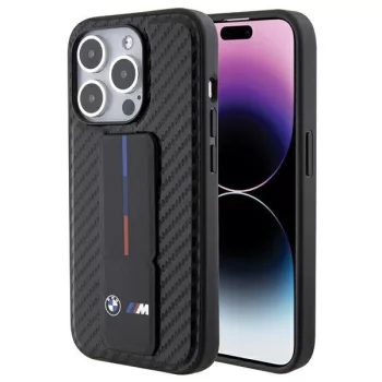   BMW Grip Stand Smooth & Carbon iPhone 15 Pro hátlap, tok, fekete