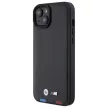 BMW BMHCP15M22PTDK Leather Stamp Tricolor iPhone 15 Plus 6.7" eredeti bőr tok, fekete