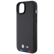 BMW BMHCP15M22PTDK Leather Stamp Tricolor iPhone 15 Plus 6.7" eredeti bőr tok, fekete