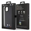 BMW BMHCP15M22PTDK Leather Stamp Tricolor iPhone 15 Plus 6.7" eredeti bőr tok, fekete