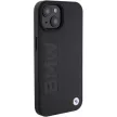 BMW Leather Hot Stamp hátlap, bőr tok iPhone 15 Plus, fekete