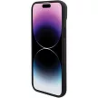 BMW Leather Hot Stamp hátlap, bőr tok iPhone 15 Plus, fekete