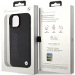 BMW Leather Hot Stamp hátlap, bőr tok iPhone 15 Plus, fekete