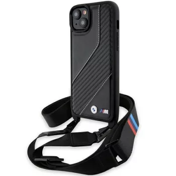  BMW BMHCP15S23PSCCK iPhone 15/14/13, M Edition Carbon Stripe és óraszíj, hátlap, tok, fekete
