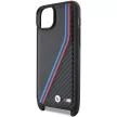 BMW BMHCP15S23PSVTK iPhone 15/14/13, M Edition Carbon Tricolor Lines & Strap hátlap, tok, fekete