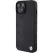 BMW Leather Hot Stamp hátlap, bőr tok iPhone 15, fekete