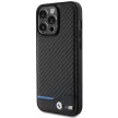 BMW iPhone 15 Pro Max Leather Carbon (BMHCP15X22NBCK) eredeti bőr hátlap, tok, fekete