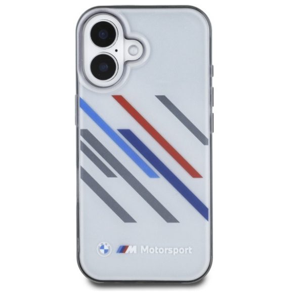 BMW iPhone 16 Plus Motosport IML Random Stripes (BMHCP16M23HTRAG) hátlap, tok, szürke