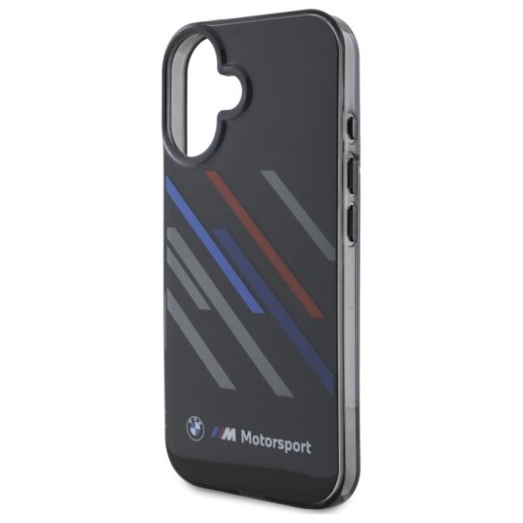 BMW iPhone 16 Plus Motosport IML Random Stripes (BMHCP16M23HTRAK) hátlap, tok, fekete