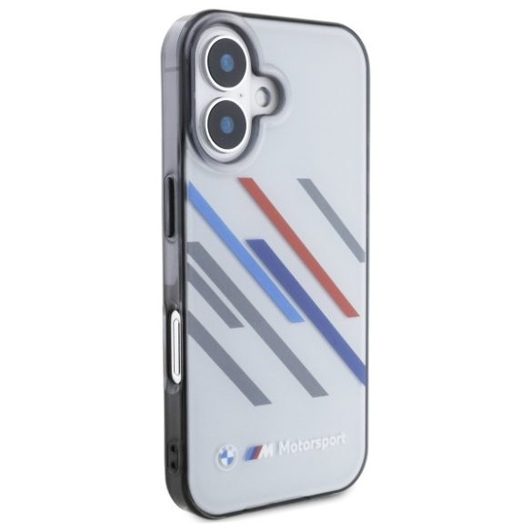 BMW iPhone 16 Motosport IML Random Stripes (BMHCP16S23HTRAG) hátlap, tok, szürke