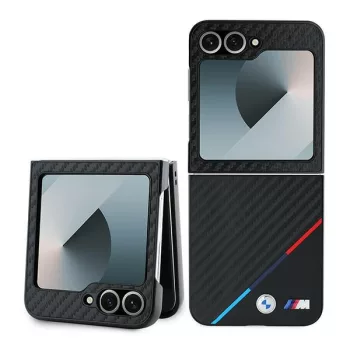   BMW hátlap, tok, Carbon tricolor Samsung Galaxy Z Flip 6 BMW000842 tok, fekete