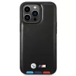 BMW BMHMP14L22PTDK iPhone 14 Pro 6.1 " Leather Stamp Tricolor Magsafe hátlap, bőr tok, fekete