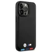 BMW BMHMP14L22PTDK iPhone 14 Pro 6.1 " Leather Stamp Tricolor Magsafe hátlap, bőr tok, fekete