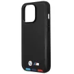 BMW BMHMP14L22PTDK iPhone 14 Pro 6.1 " Leather Stamp Tricolor Magsafe hátlap, bőr tok, fekete