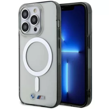   BMW iPhone 14 Pro 6.1" transparent hátlap, tok, Silver Ring MagSafe (BMHMP14LHCRS) hátlap, tok, átlátszó