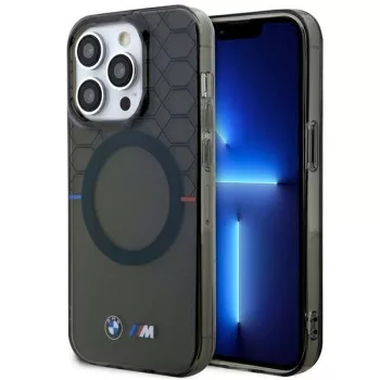   BMW iPhone 14 Pro 6.1" grey Pattern MagSafe (BMHMP14LHGPK) hátlap, tok, szürke