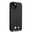 BMW iPhone 14 Leather Stamp Tricolor Magsafe (BMHMP14S22PTDK) hátlap, tok, fekete