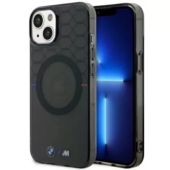   BMW BMHMP14SHGPK iPhone 14 6.1" Grey Pattern MagSafe hátlap, tok, fekete