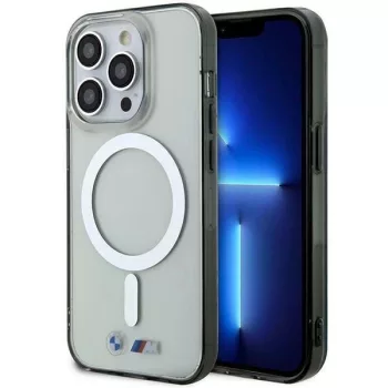   BMW iPhone 14 Pro Max 6.7" transparent hátlap, tok, Silver Ring MagSafe (BMHMP14XHCRS) hátlap, tok, átlátszó