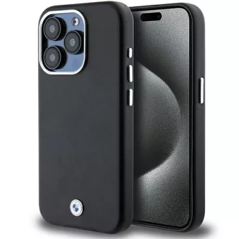   BMW iPhone 15 Pro Signature Wrapped Metal MagSafe (BMHMP15L23PUFWK) MagSafe hátlap, tok, fekete