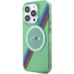 BMW BMHMP15LHDTN iPhone 15 Pro 6.1", M Tricolor Stripes MagSafe hátlap, tok, zöld