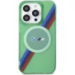 BMW BMHMP15LHDTN iPhone 15 Pro 6.1", M Tricolor Stripes MagSafe hátlap, tok, zöld